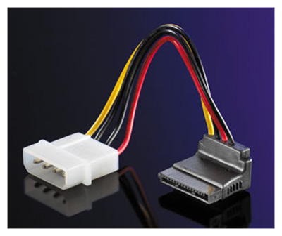 Câble interne adaptateur Molex / alimentation SATA, coudé, Roline