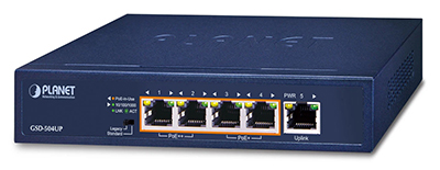 Switch Ethernet RJ45 Gigabit 10/100/1000, PoE, 120 watts, GSD-504UP, Planet