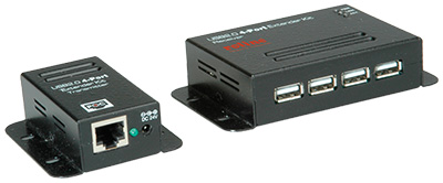 Prolongateur USB 2.0 via RJ45, Hub 4 ports en sortie, Roline
