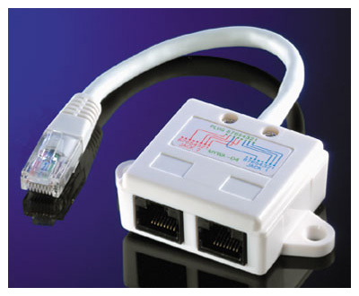 Doubleur RJ45, Ethernet + Ethernet, Cat5e, UTP