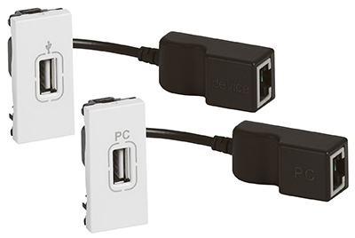 Prolongateur USB 2.0 via RJ45, Hub 4 ports en sortie