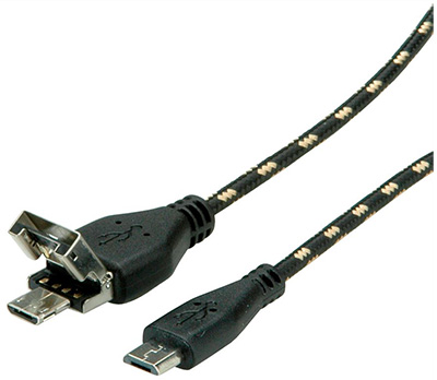 Câble USB 2.0, Micro B / Micro B, ou Type A mâle, OTG, Or, Roline