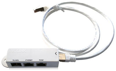 Tripleur RJ45, Ethernet + téléphone + TV, Evolink, Cahors
