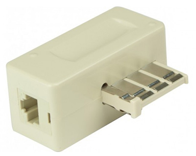 Adaptateur prise gigogne mâle, 4 paires, vers RJ45 femelle, 4 paires