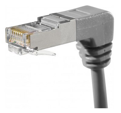 Cordon RJ45 Cat5e, FTP, surmoulé, coudé vers le bas, TLC