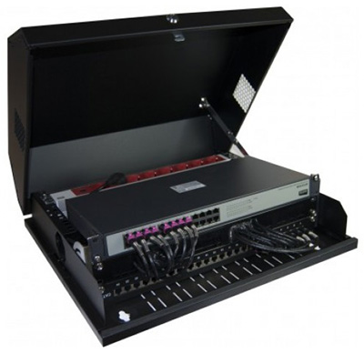 Coffret plat, 150 mm de profondeur, 8U disponibles, compatible 19 pouces, TLC