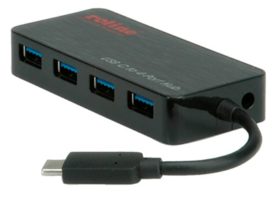 Hub USB 3.0, 4 ports, entrée type C, avec alimentation, Roline