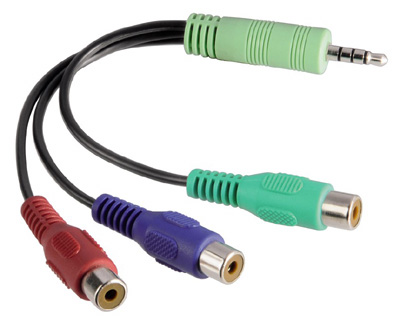 Adaptateur RCA Composantes (YUV) femelle vers Jack 3,52 mm vidéo (4 pôles) mâle, Hama