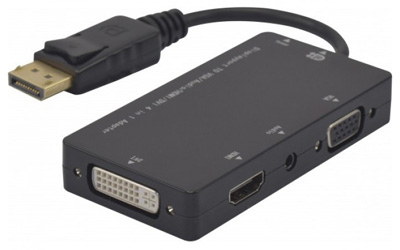 Adaptateur DisplayPort mâle vers VGA + Jack 3.5 femelle (et HDMI, DVI),  actif
