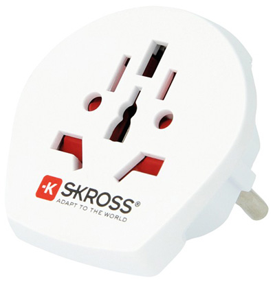 Adaptateur secteur, prises étrangères vers Schuko (France, Allemagne), quasi-universel, Skross