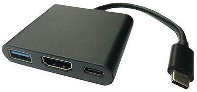 Convertisseur USB 3.1 C mâle vers HDMI femelle, avec sorties USB A et USB C, Value