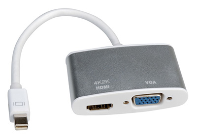 Adaptateur Mini-DisplayPort mâle vers HDMI femelle ou VGA femelle, actif, 4K, Roline