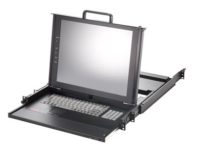 Console Double rail, LCD 19 pouces, pour baie, PS/2 et USB, KVM intégrable, Roline