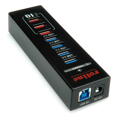 Hub USB 3.0, 4 ports + 3 ports chargeurs, avec alimentation, Roline