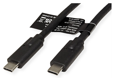 Câble USB4 (Gen 3), C mâle / C mâle, PD (Power Delivery), Emark, 100 W, Roline