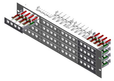 Panneau de brassage, 19 pouces, nu, pour boîtiers de 4 connecteurs RJ45 Sofim, Sofim