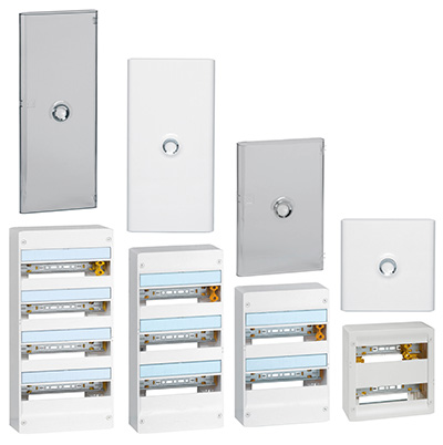 Coffret nu avec rails DIN, largeur 13 ou 18 modules, porte en option, Drivia, Legrand