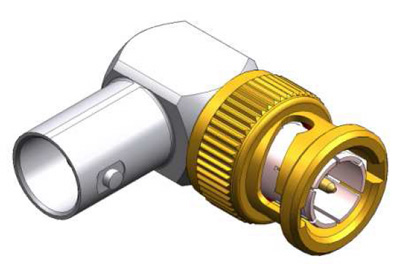 Raccord BNC femelle-mâle coudé, 75 ohms, Sofim