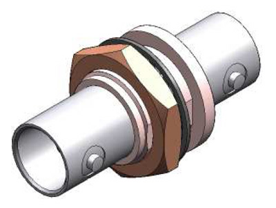 Traversée BNC femelle-femelle, 75 ohms, collerette cylindrique, isolée, Sofim