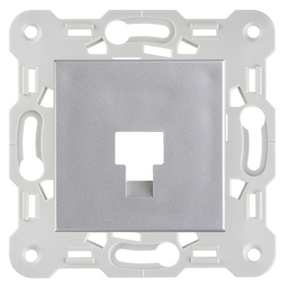 Plastron RJ45 simple, pour connecteur Keystone et enjoliveur Unica de Schneider, support intégré, 3M-Corning