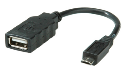 Adaptateur USB 2.0, Micro B mâle / A femelle, OTG, souple, Roline