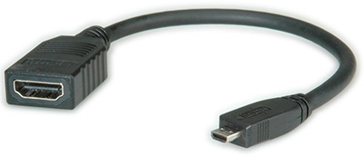 Adaptateur micro-HDMI (D) mâle / HDMI femelle, souple, Value