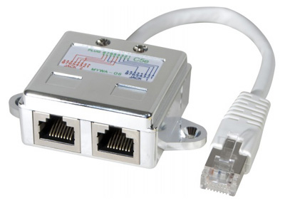 Doubleur RJ45, Ethernet + Téléphone, Cat5e, FTP, TLC