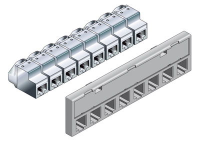 Bandeau de 8 connecteurs RJ45, pour coffret Casanova, ancienne version, Casanova