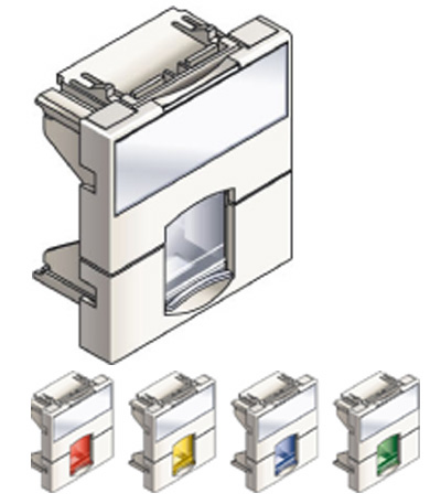 Plastron RJ45 simple, 45 x 45 mm, pour connecteur Schneider S-One, Infraplus, Schneider