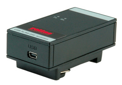 Convertisseur USB 2.0, Mini USB 5 broches femelle vers RS232, isolation galvanique, pour rail DIN, Roline