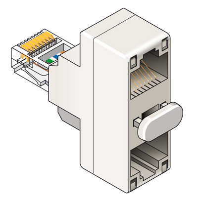 Doubleur RJ45, toutes versions pour Ethernet, téléphone, TV, audio