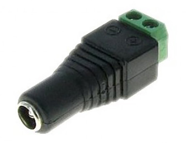 Prise d'alimentation femelle, 5,5/2,1 mm (12-24 volts), bornier intégré, TLC