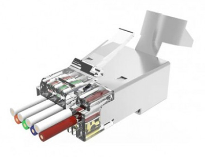 Prise RJ45 mâle, Cat6a, Blindée (FTP), pour AWG26 à AWG23, Pass Through, TLC