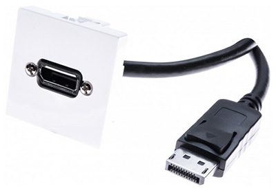 Prise murale DisplayPort femelle, 45 x 45 mm, intérieur câble DisplayPort intégré, TLC