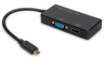 Convertisseur USB 3.1 C mâle vers HDMI femelle et/ou VGA femelle, Value