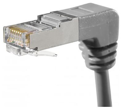 Cordon RJ45 Cat6a, SFTP, surmoulé, coudé vers le bas, TLC