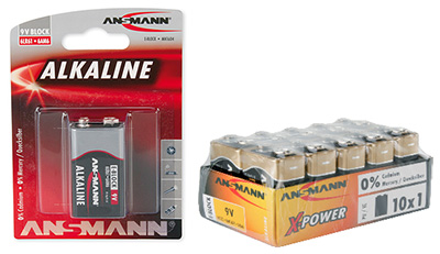 Pile E alcaline 6LR61 (LR61), 9 volts, Ansmann