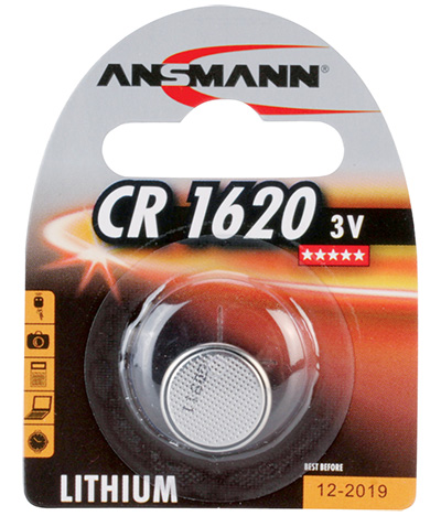 Pile bouton lithium CR1620 (5009LC), 3 volts, Ansmann