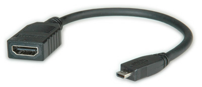 Adaptateur micro-HDMI (D) mâle / HDMI femelle, souple, Roline