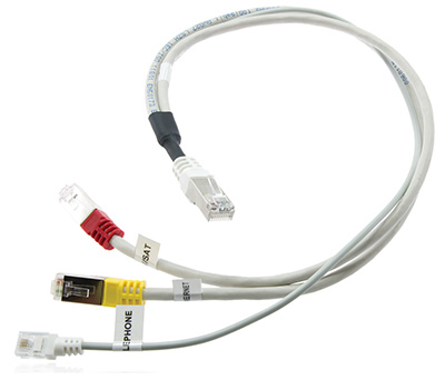 Cordon RJ45 3-en-1, Ethernet + téléphone + TV, Evolink, Cahors