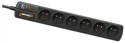 Multiprise Parafoudre 6 Prises, Black line, Infosec