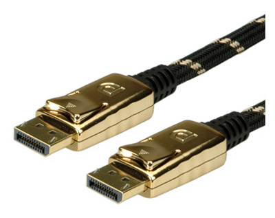 Câble DisplayPort, 1.2, fiches dorées, Gold, Roline