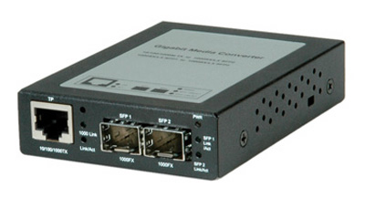 Convertisseur RJ45 Gigabit Ethernet / 2 x SFP (mini-GBIC), Multimode ou Monomode, Roline