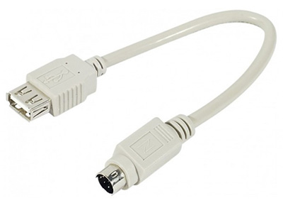 Adaptateur PS/2 vers clavier ou souris USB, PS/2 mâle / USB A femelle, souple, TLC