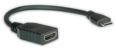 Adaptateur mini-HDMI (C) mâle / HDMI femelle, souple, Roline