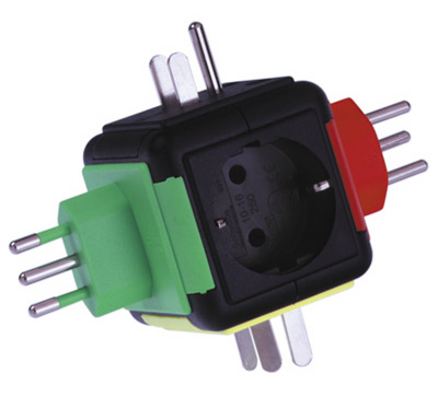 Adaptateur secteur, Schuko (France, Allemagne) vers prises