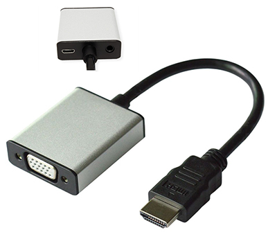 Adaptateur-convertisseur HDMI mâle vers VGA femelle, vidéo et audio, Roline