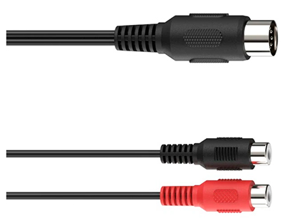 Adaptateur DIN 5 broches Stéréo mâle / 2 x RCA femelle, souple, Hama