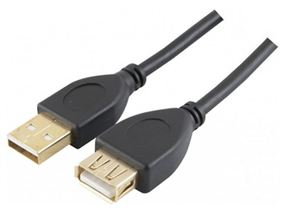 Rallonge USB 2.0, A / A, ferrites, Or, TLC