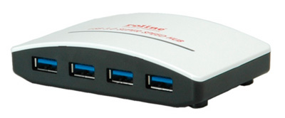 Hub USB 3.0, 4 ports, avec alimentation, Black and White, Roline